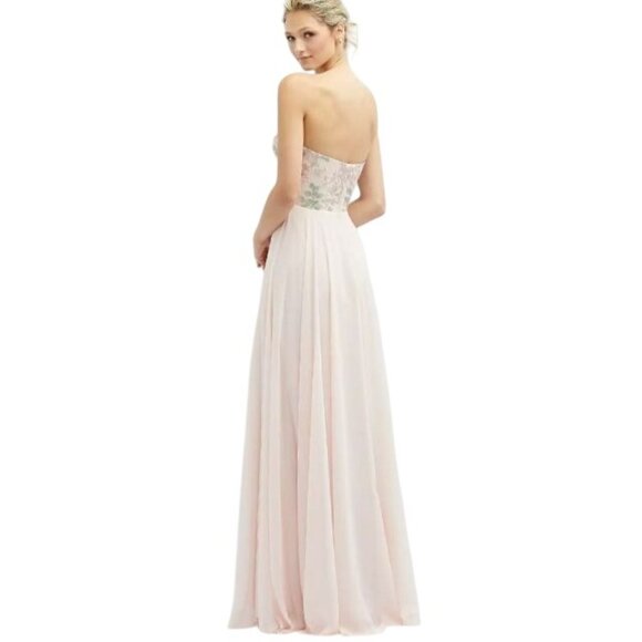 NEW Dessy Collection Strapless Floral Embroidered Corset Maxi Dress Blush 18 - Picture 5 of 14